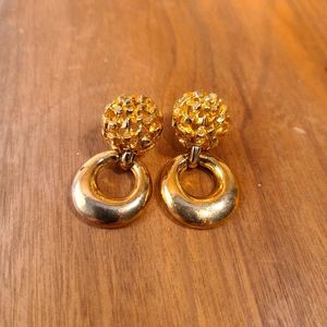 Vintage ANNE KLEIN Gold Door Knocker Designer Studd Earrings